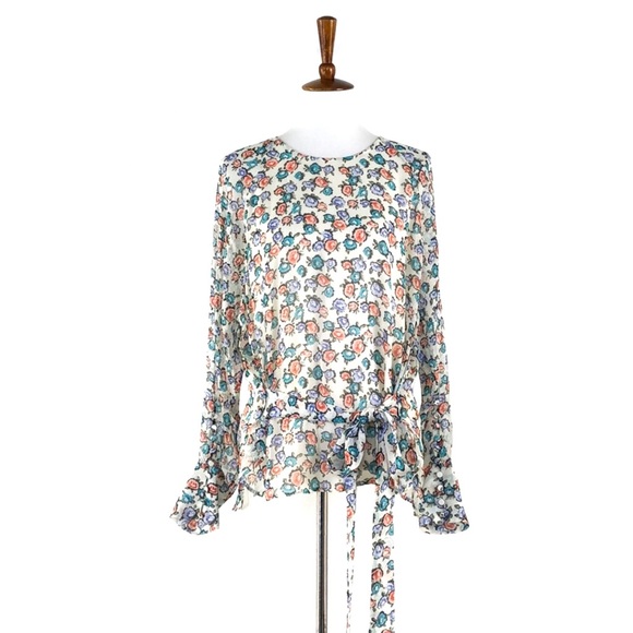 Jason Wu Grey Floral Print Silk Blouse - Picture 4 of 10